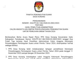 Pengumuman Hasil Penelitian Administrasi Calon Anggota KPPS Desa Konang